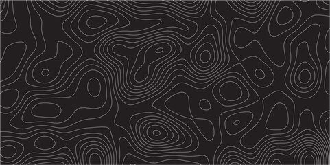 Abstract white on black background Topographic line map pattern. Contour elevation topographic and textured Background Modern design with black background with topographic wavy patted.	
