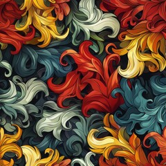 Colorful Swirls of Fantasy Floral Pattern
