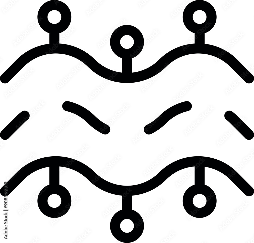 Poster line icon of a stretchy fabric, showing the concept of elasticity and flexibility