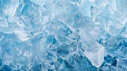 Obraz premium This abstract icy landscape features jagged blue crystals, creating a stunning visual of nature's raw beauty and the intricate formation of ice in a frozen environment.