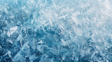 This image displays clear ice shards overlapping in an abstract pattern, their jagged shapes and crystalline clarity creating an engaging and visually compelling ice artwork.