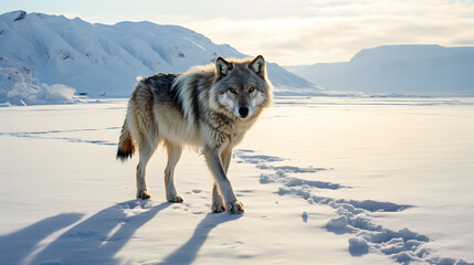 Naklejka premium wolf in snow