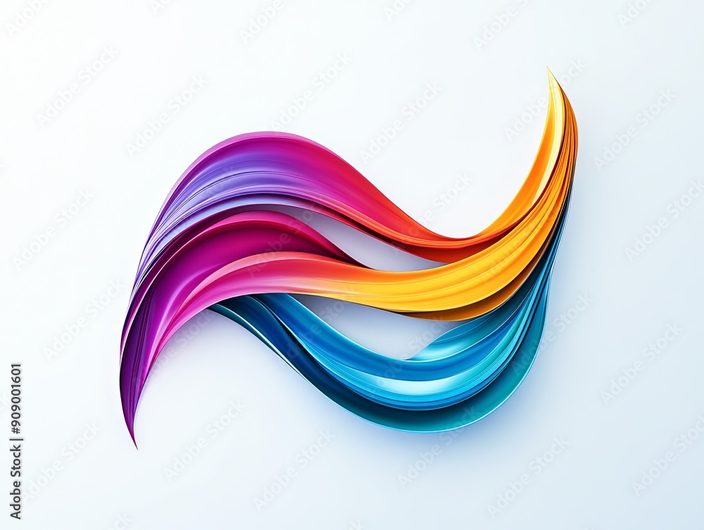 Poster three-dimensional letters with dynamic curves and vibrant colors, copy space, semi close-up, more cl