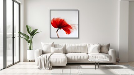 Dynamic flamenco dancer and fan, abstract double exposure, showcased in a chic, modern interior