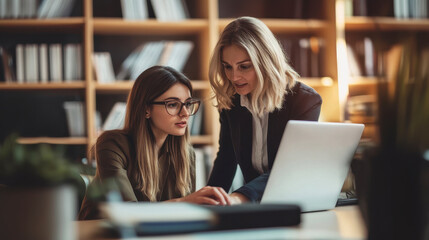 Female boss mentoring a junior colleague