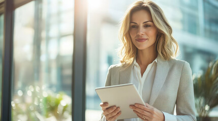 Female executive using tablet