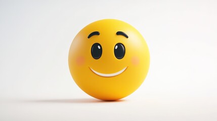 Fototapeta premium Cute Matte 3D 'Beaming Face with Smiling Eyes' Emoji in Vibrant Yellow