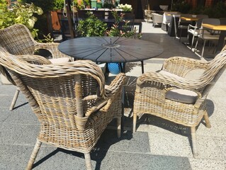 table and chairs in a restaurant