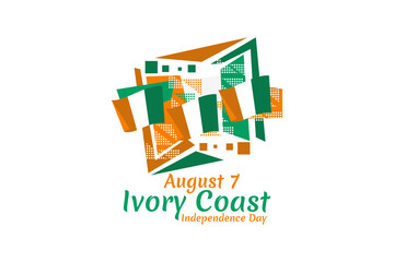August 7, Independence day of Ivory Coast vector illustration. Suitable for greeting card, poster and banner.