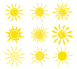 Cute hand drawn icon collection. Summer design. Vector illustration