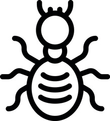 Simple line drawing icon of an ant crawling, great for nature and insect themes
