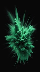 Fototapeta premium Abstract green powder explosion on a black background