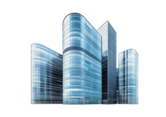 Modern office buildings on a bright uniform background.