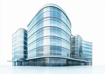 Obraz premium Modern office buildings on a bright uniform background.
