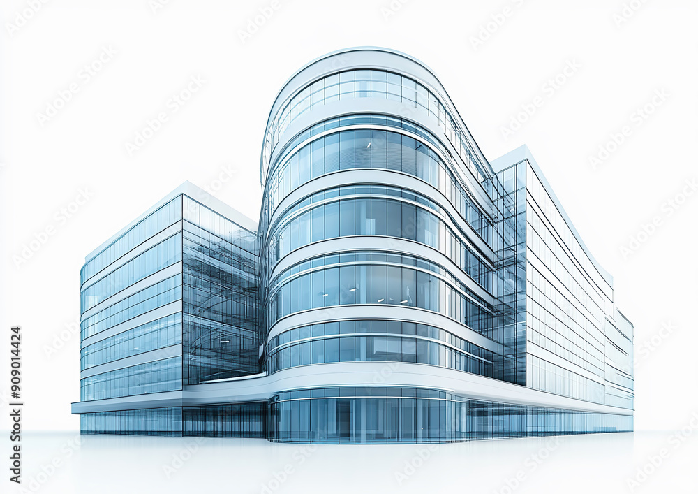 Wall mural Modern office buildings on a bright uniform background.