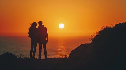 Photographer taking a silhouette shot of a couple during a romantic sunset on World Photography Day
