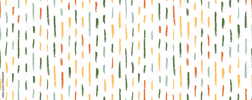 Poster colorful crayon drawn vertical strokes and rough lines seamless pattern. abstract childish motif wal
