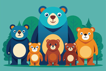 Bears family silhouette vector illustration D.eps