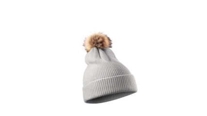 white or grey Beanie hat isolated on white background