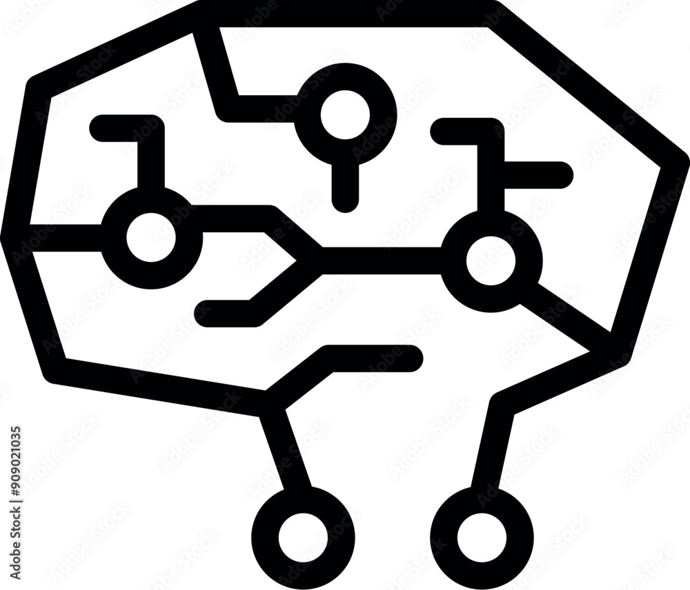 Poster electronic brain with circuits showing artificial intelligence concept