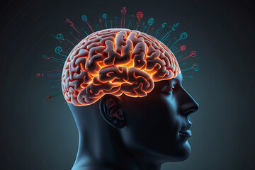 Obraz premium Concept of a leader with a brain full of innovative ideas