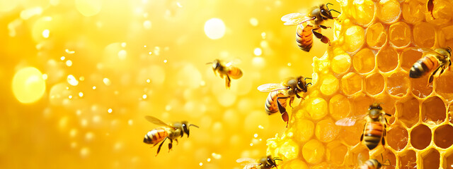 Honeycomb with bees working on it.