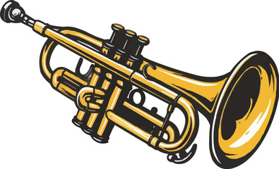 golden brass trumpet music Illustration,generative ai