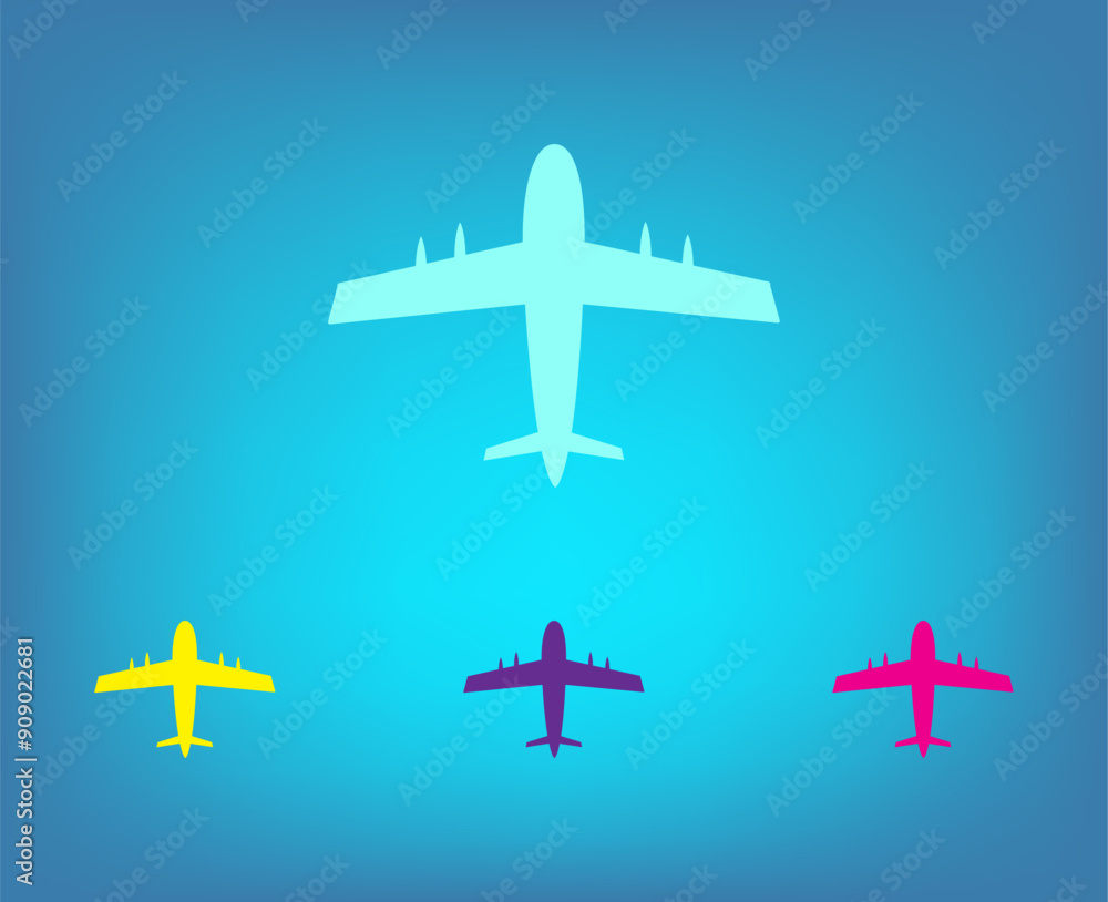 Poster vector color icons on blue background with gradient