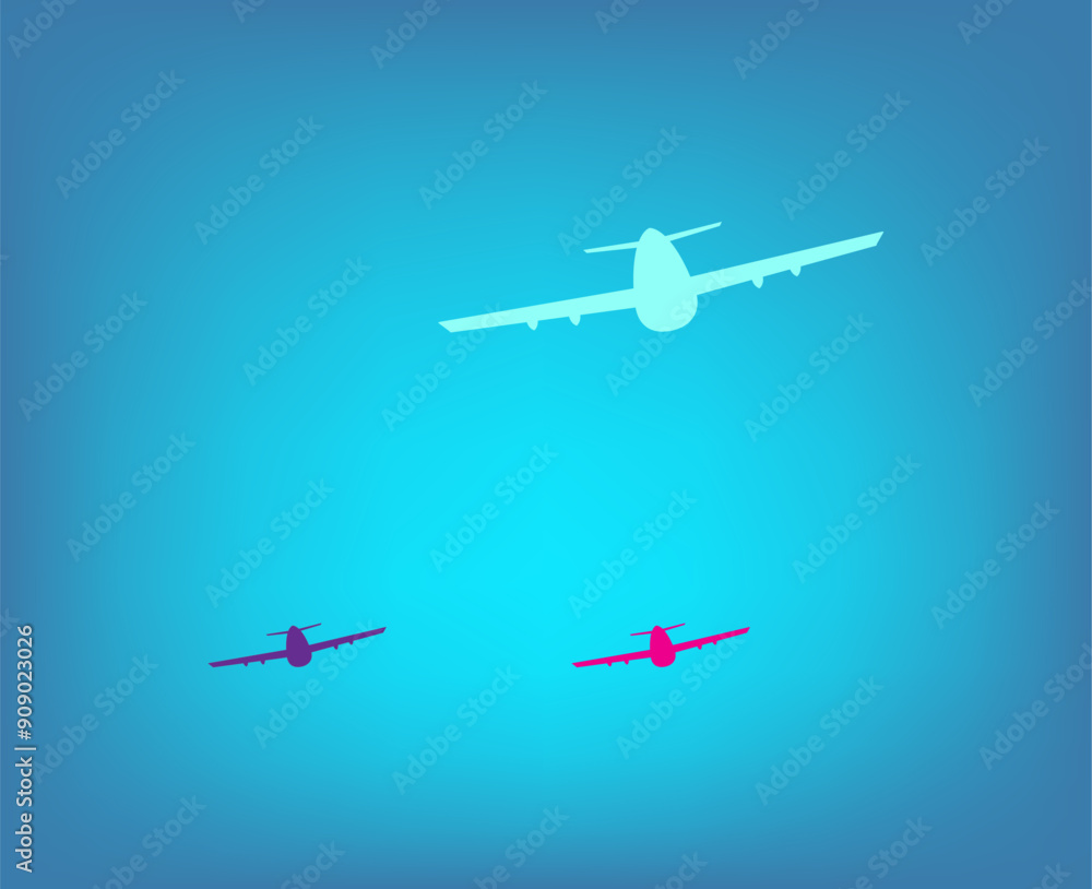 Poster vector color icons on blue background with gradient