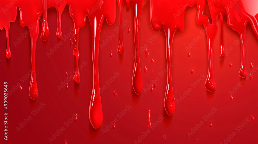 Poster red paint dripping down a wall creating a splattered artistic background