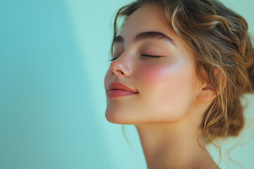 Fototapeta premium A close up of a girl's face with her eyes closed