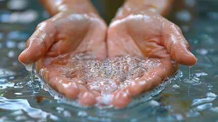 Fototapeta premium A person is holding two oranges in their hands while they are in a bathtub. The oranges are floating in the water, and the person appears to be enjoying the experience