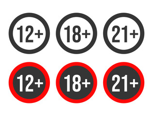 Collection of age limit vectors for warning, prohibited for minors