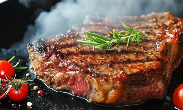 grilled beef steak on background	
