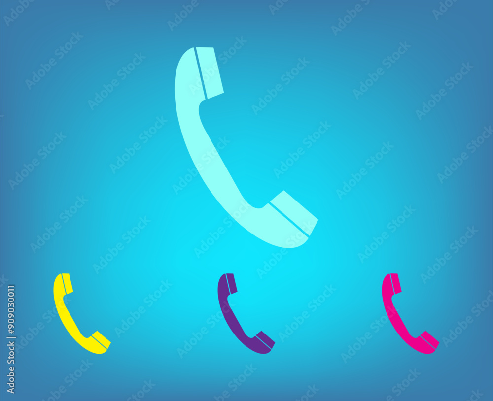 Poster vector color icons on blue background with gradient
