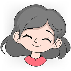 black haired girl is smiling friendly