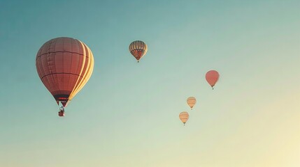 Fototapeta premium Hot air balloons soaring under the glistening sun
