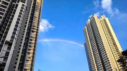 Rainbow across HDB Housing in Singapore