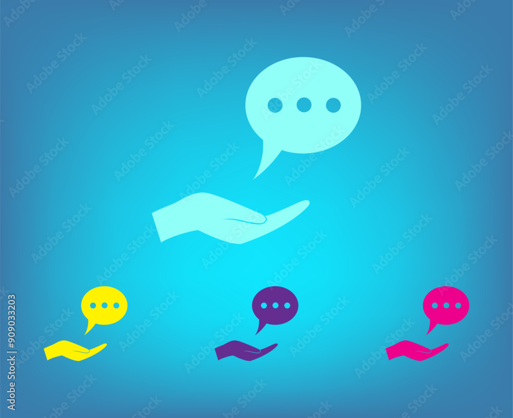 Poster vector color icons on blue background with gradient