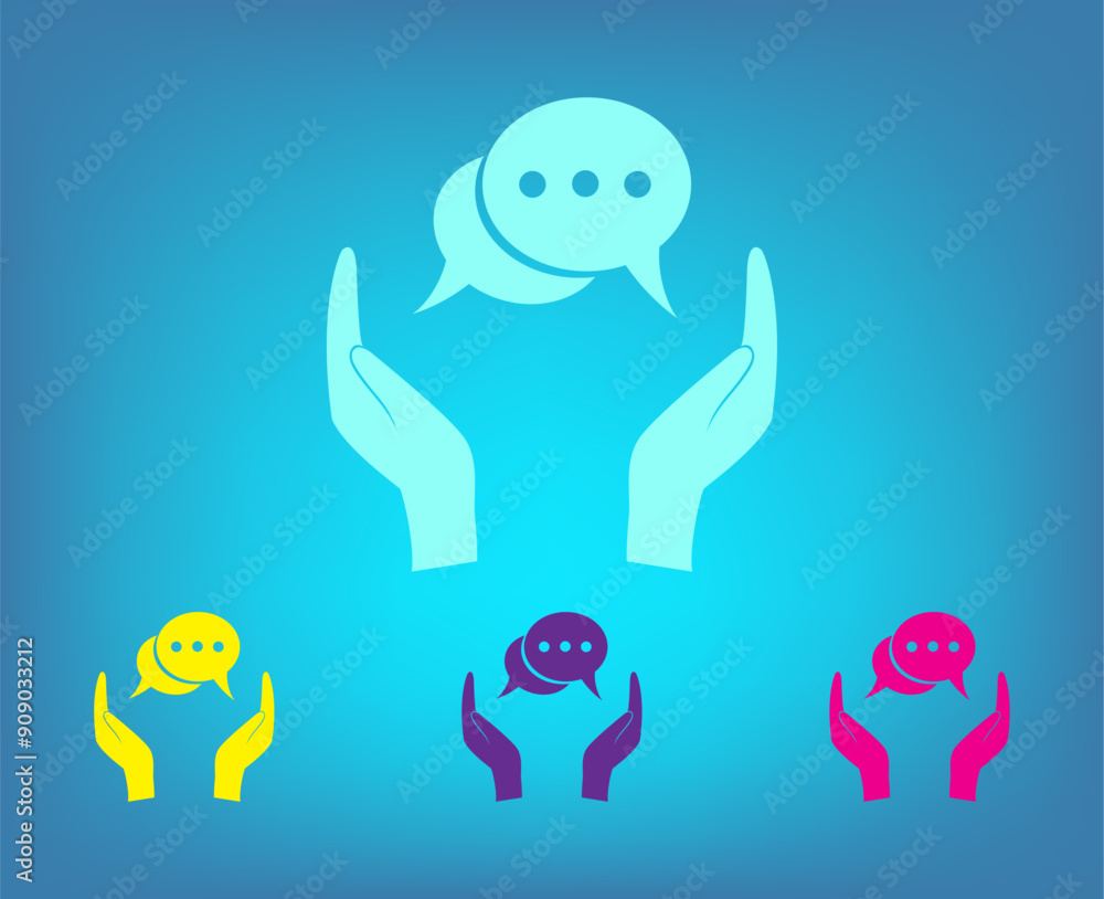 Poster vector color icons on blue background with gradient