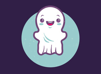Obraz premium Vector illusttation of a cute ghost in kawaii style for Halloween. Kawaii ghost for Halloween.