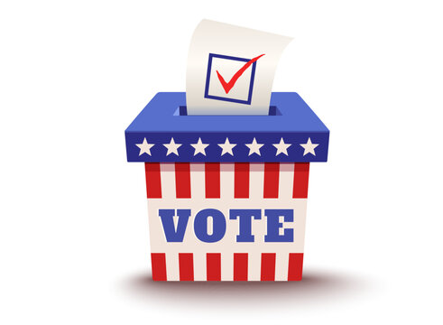 Vintage icon of ballot box for presidential election in USA. American Election 2024. Vote.