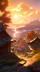 Fototapeta premium sunset over the mountains