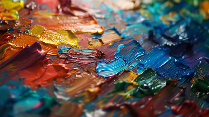 Fototapeta premium Detailed Image of a Painter's Palette with Vibrant Colors
