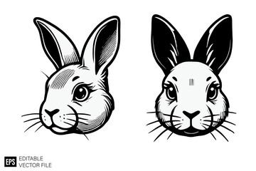 Fototapeta premium rabbit illustration vector design flat black and white design