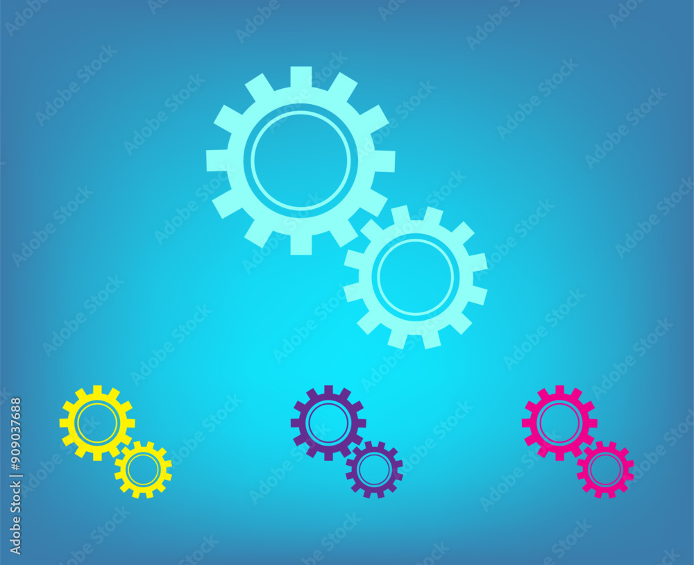 Poster vector color icons on blue background with gradient