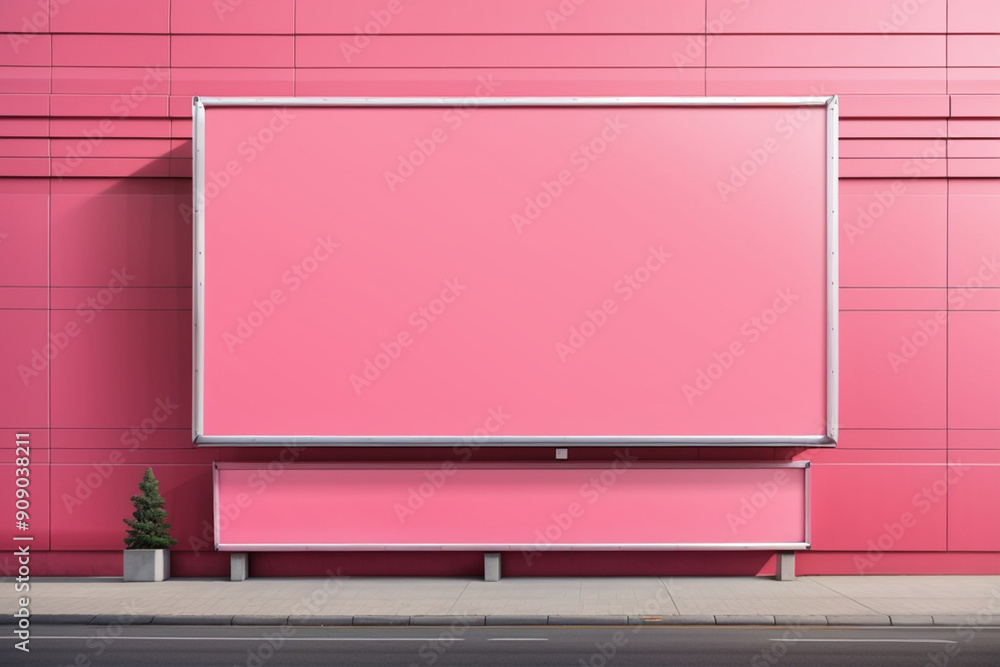 Wall mural blank pink billboard mockup 2