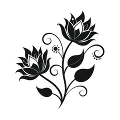 Elegant Floral Design Vector Illustration, Beautiful Floral Vector Art for Graphic Design, Floral Silhouette Vector for Elegant Designs