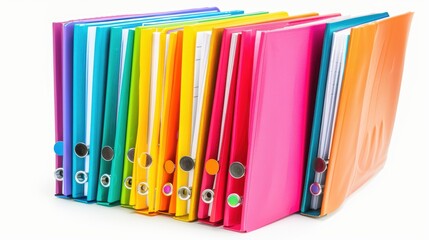 Organized School Binder with Vibrant Colorful Dividers on Clean White Background