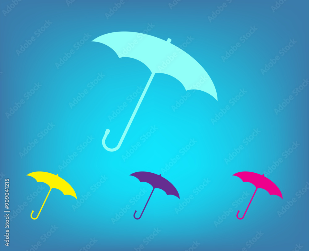 Poster vector color icons on blue background with gradient